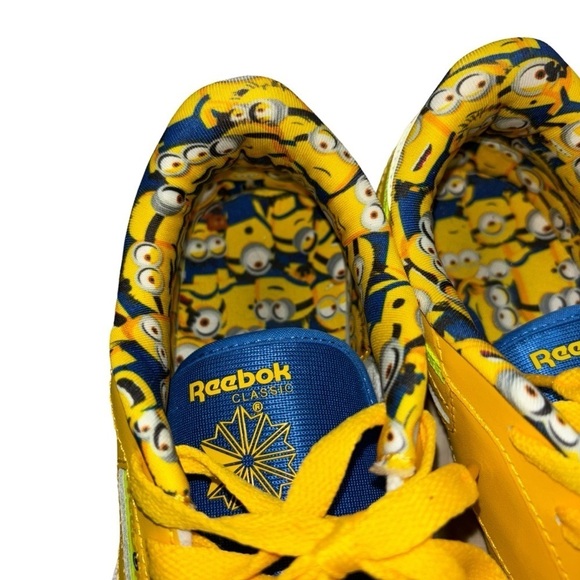Reebok Kids Size 3 Club C Minion Sneakers Colab Accent Lining Despicable Me - Picture 6 of 9